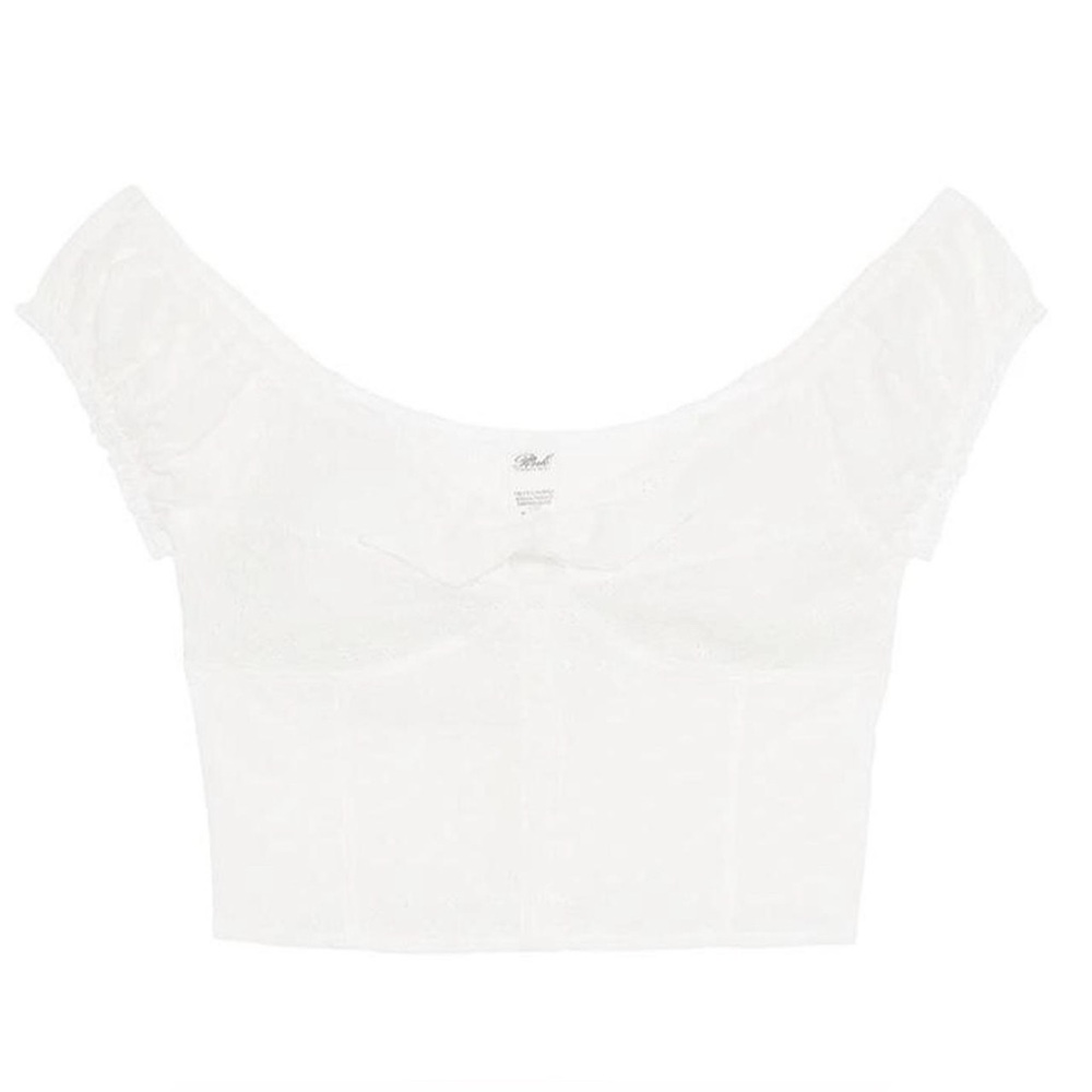 VICTORIA SECERT PINK EYELET RUFFLED SMOCKED TOP - WHITE SIZE XXL (NEW) A16 - Picture 2 of 3